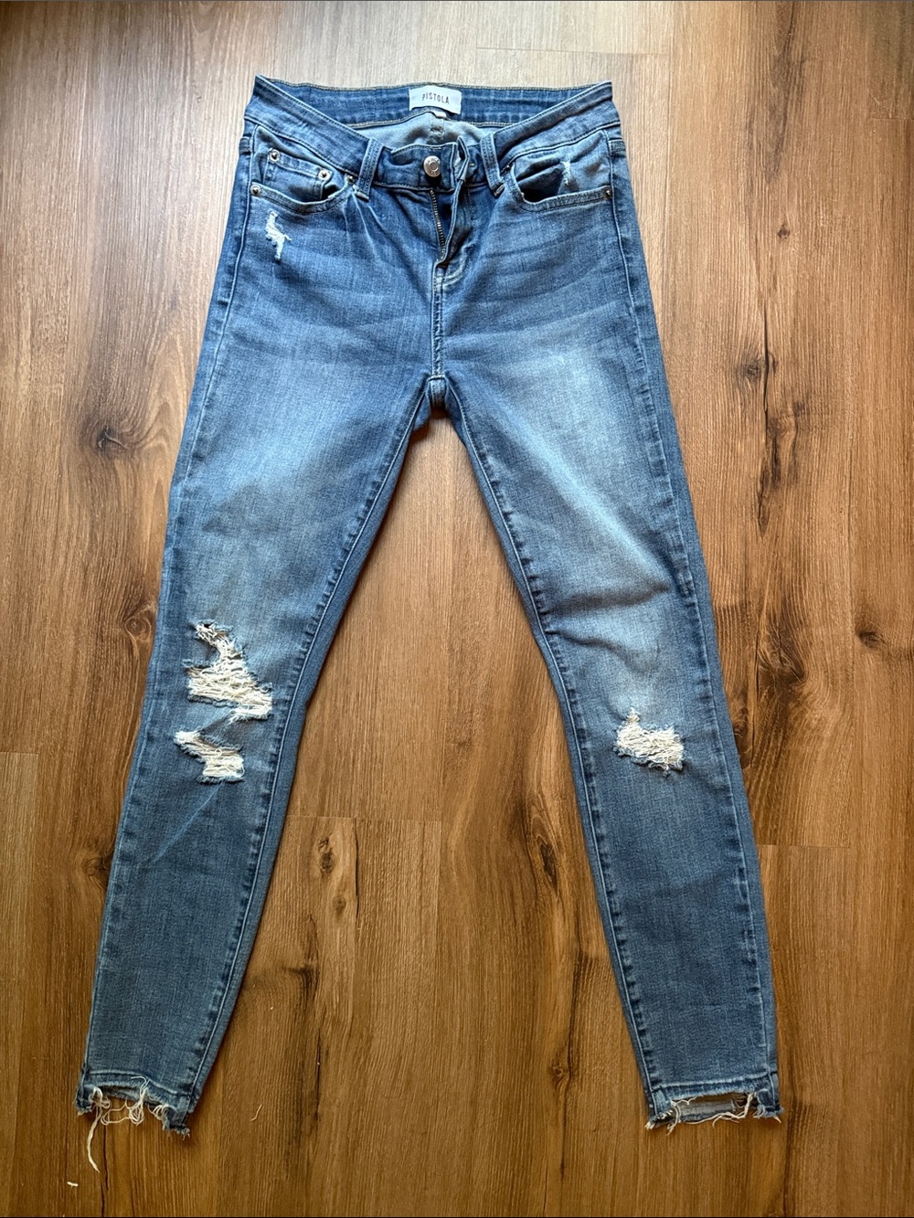 pistola Distressed Medium Blue Skinny Jeans